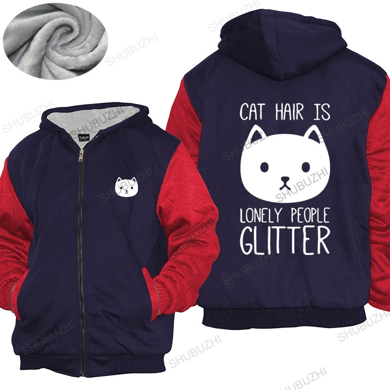 

Мужская зимняя теплая куртка Свободные топы кошачьи волосы одинокие люди блестящие мужские толстовки с капюшоном для домашних животных То...