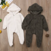 newborn baby girl boy fuzzy fleece plush jumpsuits winter clothes hooded romper bodysuit jumpsuit outfit 0 24m