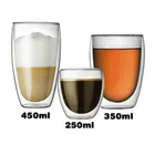 Прозрачная стеклянная кофейная чашка, молоко, сок, виски, чай, пиво, двойная стенка, термостойкая, безопасна для здоровья и окружающей среды