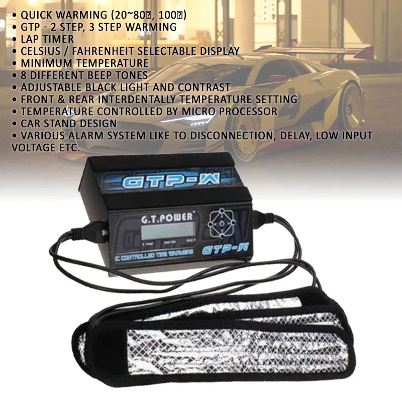 

GTP-WC 1/10 Scale RC Car Tire Warmer (IC Controlled) w 4 straps style