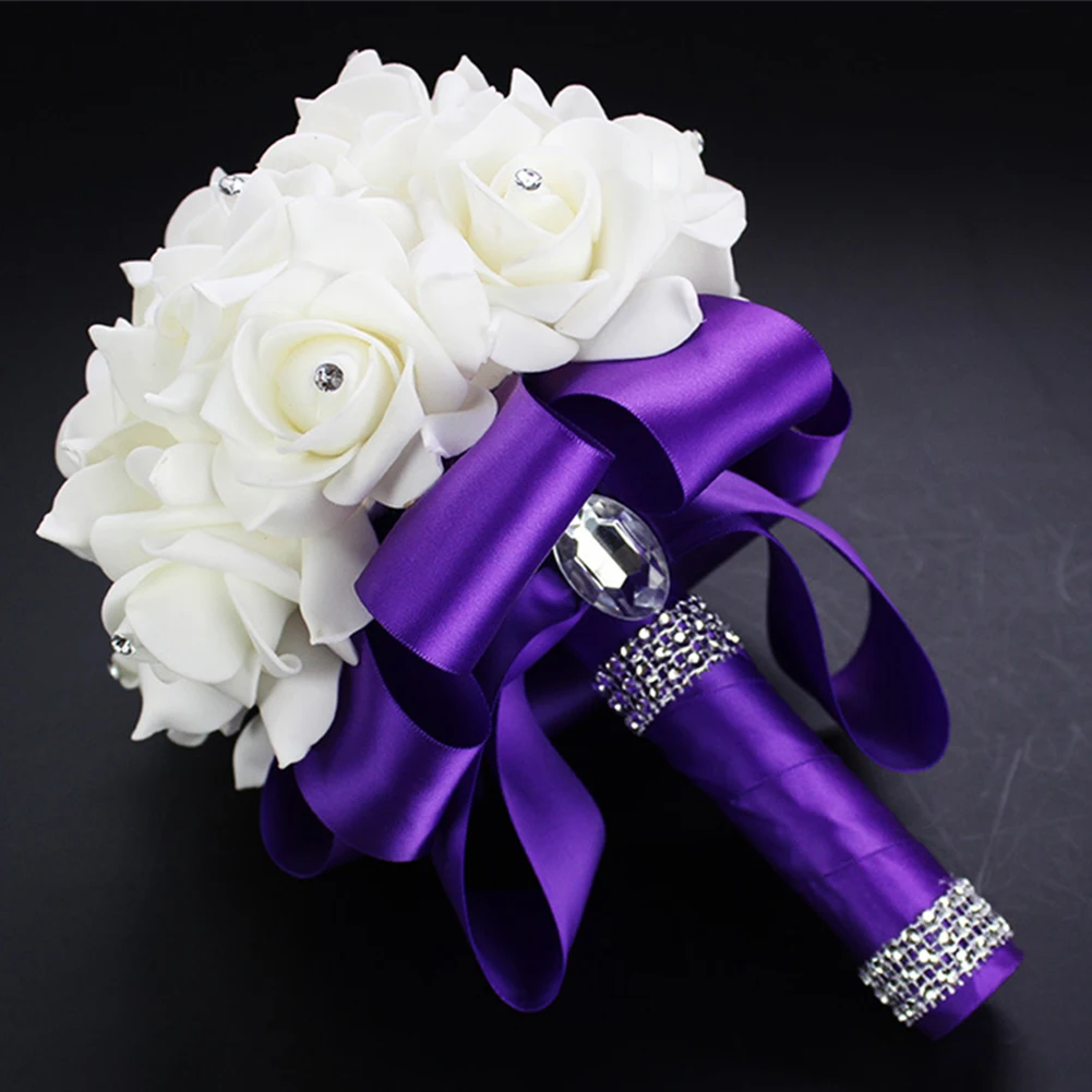 2019 элегантные фиолетовые Свадебные букеты ручной работы с цветами для подружки