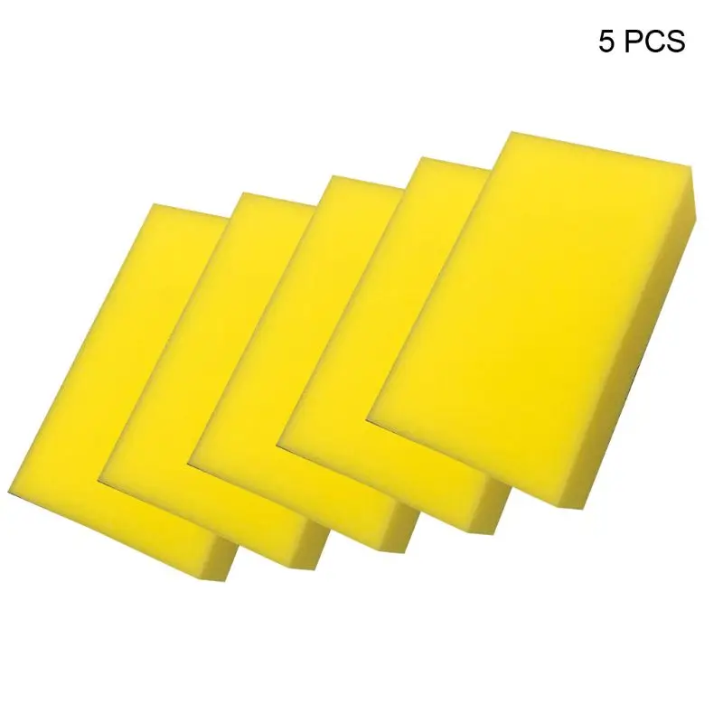 

5 Pcs Yellow Car Wash Wax Square Sponge Extra Soft Large Size Washing Cellulose Super Absorbent Multi-use Cleaning Tool