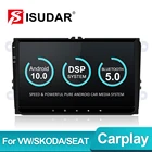 Автомагнитола Isudar на Android 10 для VWGolfPOLOPassatSkodaFabiaOctaviaSeatLeon, автомобильный мультимедийный видеоплеер с GPS, DSP, Carplay