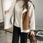 Куртка-бомбер женская осенне-зимняя из искусственной овчины с подкладкой, 2021