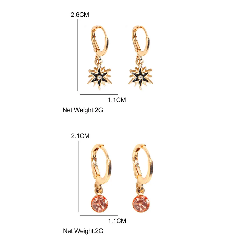 Женские серьги кольца Flatfoosie романтичные маленькие золотого цвета в форме звезды