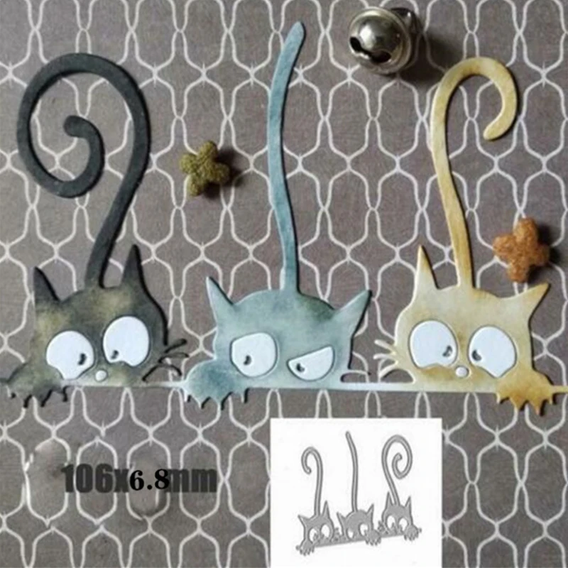 Металлические Вырубные штампы с крючком заднего вида кошки для Хэллоуина