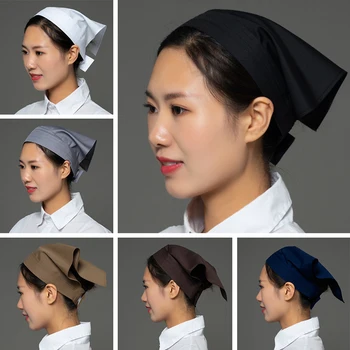Triangle Headscarves Food Hygiene Work Hat Canteen Restaurant Chef Cap Breathable Cafe Bar Florist Waiter Headdress