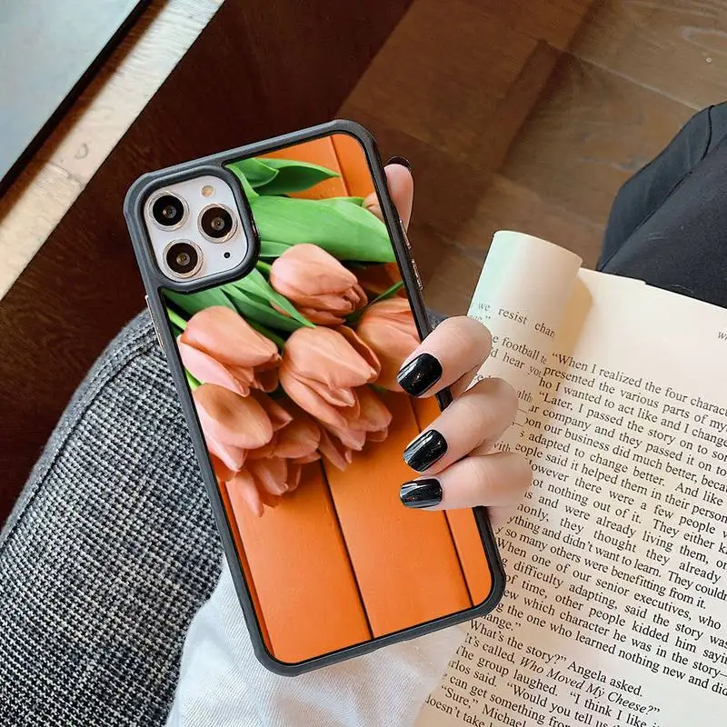 

Tulip Flower Phone Case For Iphone 6 6s 7 8 Plus X Xr 11 12 Mini Pro Max PC Cover Fundas Coque