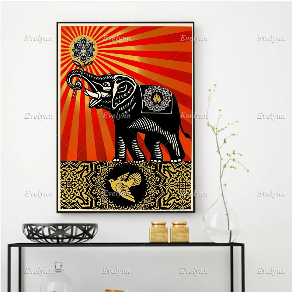 

Pop Art, 'elephant',,Retro Posters,Living Room Decoration Canvas Painting Home Decor Canvas Wall Art Prints Gift Floating Frame