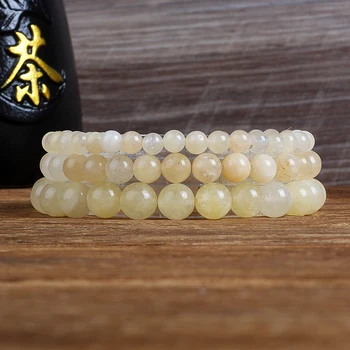 Natural Light Yellow Chalcedony Bracelets Women 4/6/8/10mm Quartzs Crystal Mica Stone Reiki Energy Bracelets Charm Yoga Jewelry