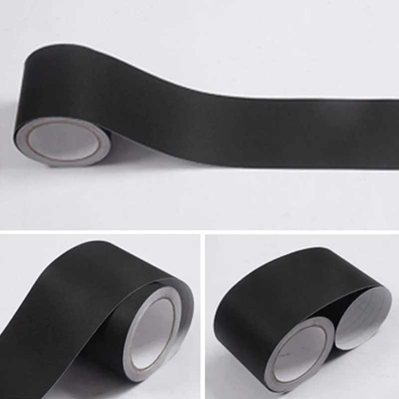 Matte Black Простой пояс однотонного цвета линия самоклеющиеся обои граница пол коридор Декор для гостиной водонепроницаемые плинтусы наклейки на стену - Цвет: Matte Black