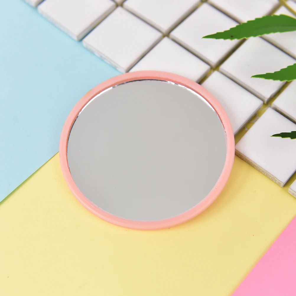 Pink Cute 1pcs Mini Pocket Makeup Mirror Cosmetic Compact Metal Mirrors Color Random Dia 7cm
