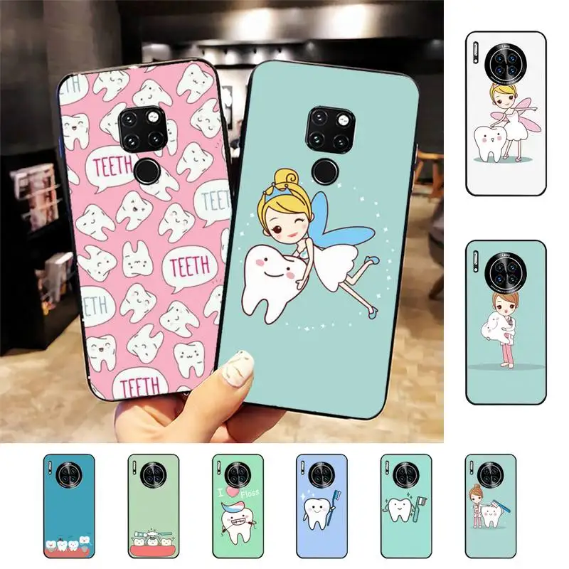 

Funny Cartoon Dentist Dental Crowned Teeth Phone Case For Huawei Nova3I 3E mate20lite 20Pro 10lite Luxury funda case