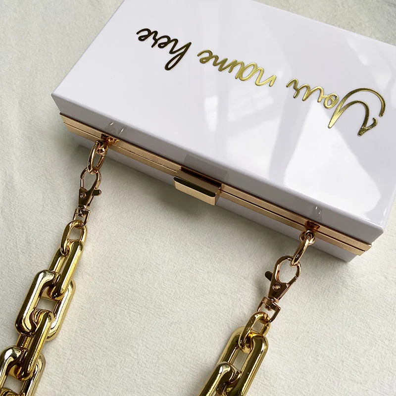 Индивидуальный акриловый клатч в золотой оправе кошелек с монограммой для