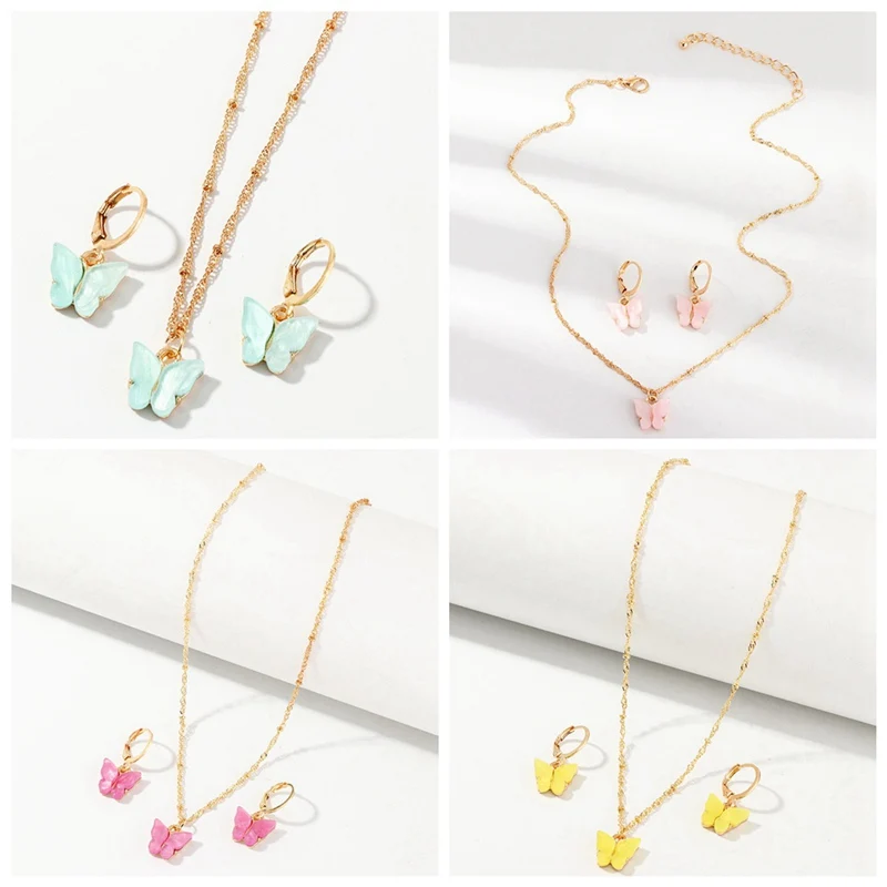 Новый 2021 натуральный камень смола бабочка комплект ювелирных изделий вставки