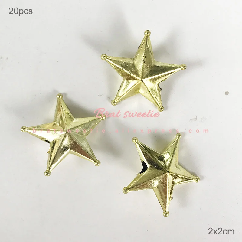 20pc 2cm star Белое золото зеленое сизалевое волокно Мини Рождественская елка Снежный Мороз сосновая елка модель игрушки DIY ремесло настольное украшение рождественские украшения - Цвет: 20pc 2cm star
