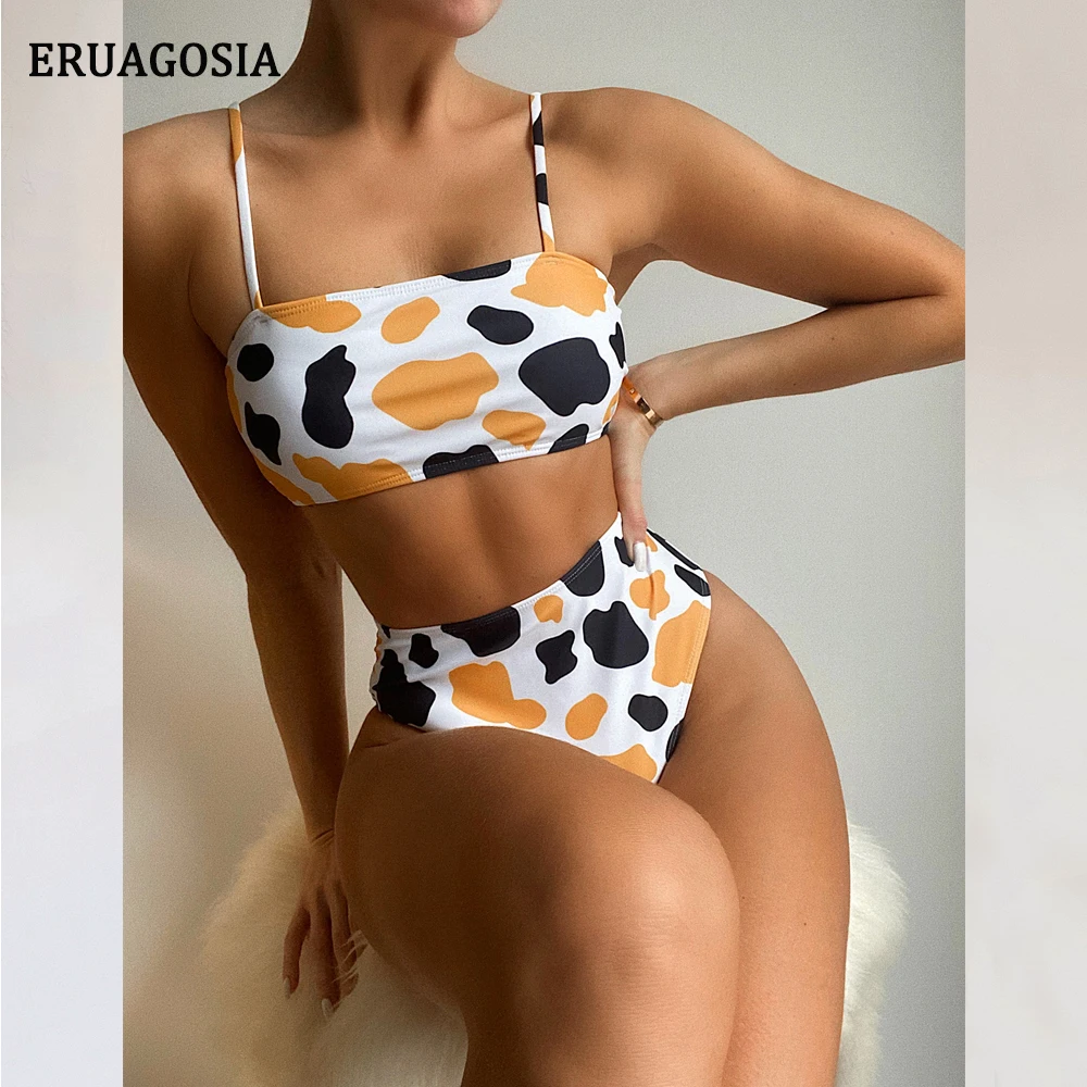 

Cow Print Bikinis High Waist Swimsuit Women 2021 New Swimwear Sexy Bikini Set Bathing Suit Female Beach Wear Biquini