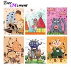 Полноразмерная Алмазная картина из смолы Ever Instant, вышивка на стену, мультяшное животное, девушка, картина, Алмазный дисплей S2F2705