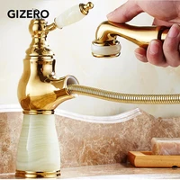 basin flexible pull out faucet golden polish marble stone luxury kitchen sink mixer faucet bathroom gold faucets zr490