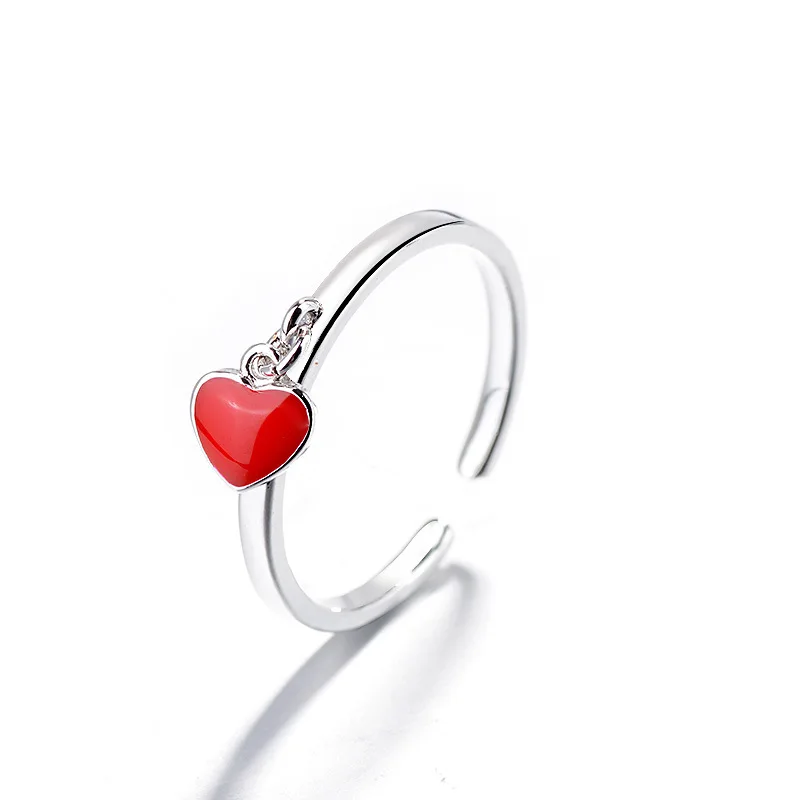 Red Heart Кольца из нержавеющей стали для женщин, корейская мода, капля воды, циркон, кольца для открытия, современные женские ювелирные изделия, регулируемое обручальное кольцо - Цвет основного камня: Red Heart