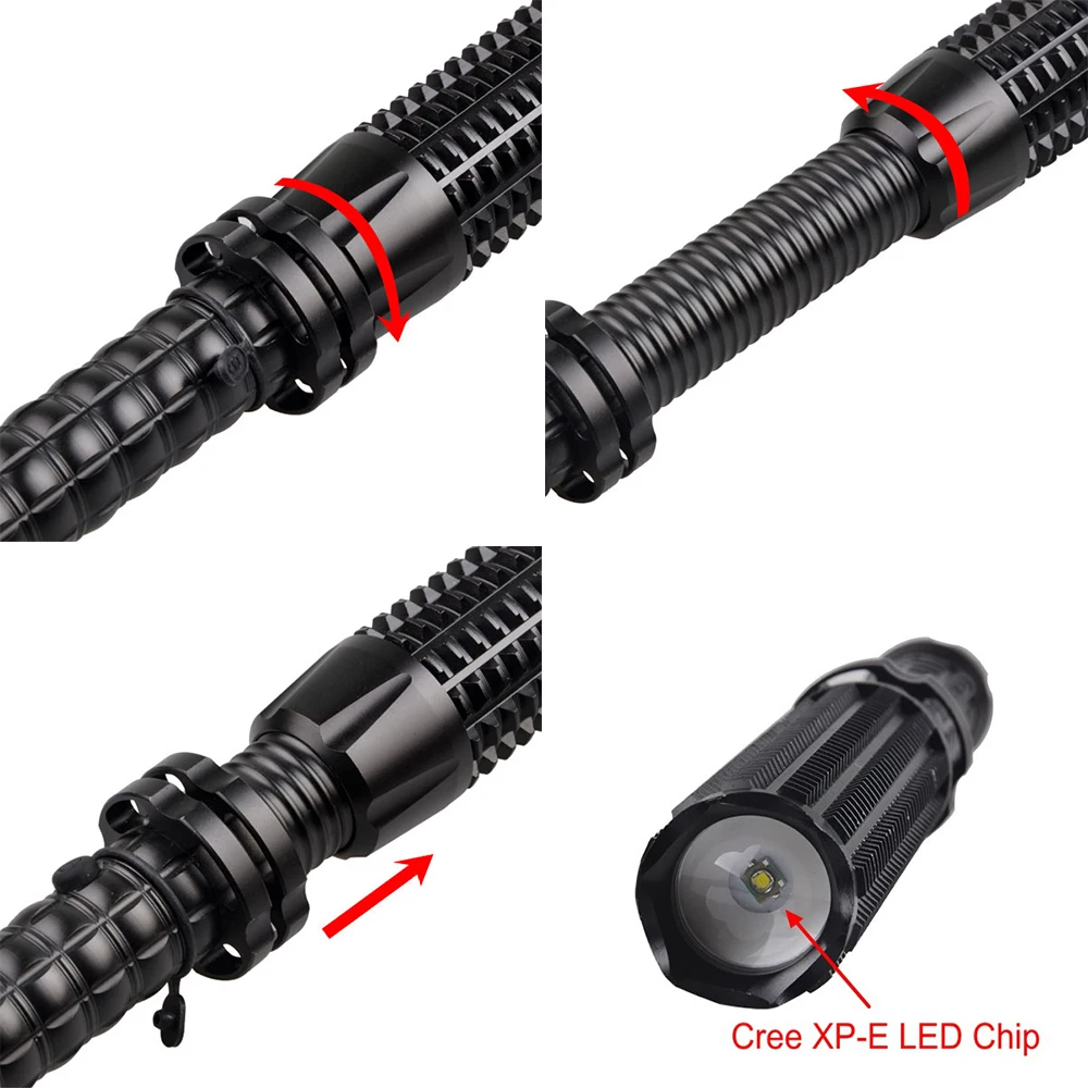 

Zoomable Telescopic Self Defense Flashlight Torch Portable Powerful Led XML Q5 Tactical Baton Flash Light Rechargeable Outdoor