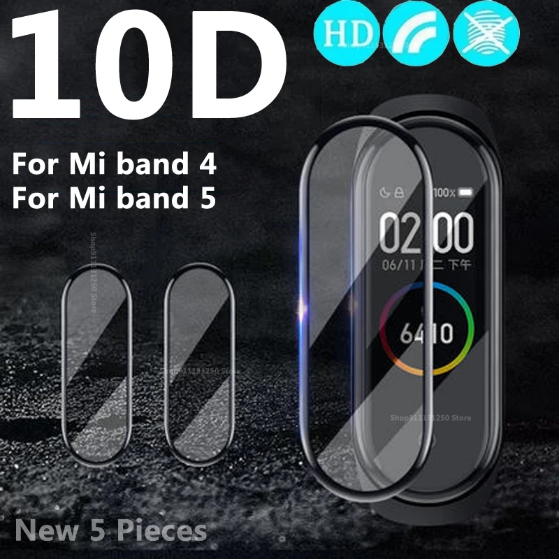 Защитная пленка 10D для Xiaomi Mi band 3 4 5 6 полное покрытие экрана умных часов мягкая