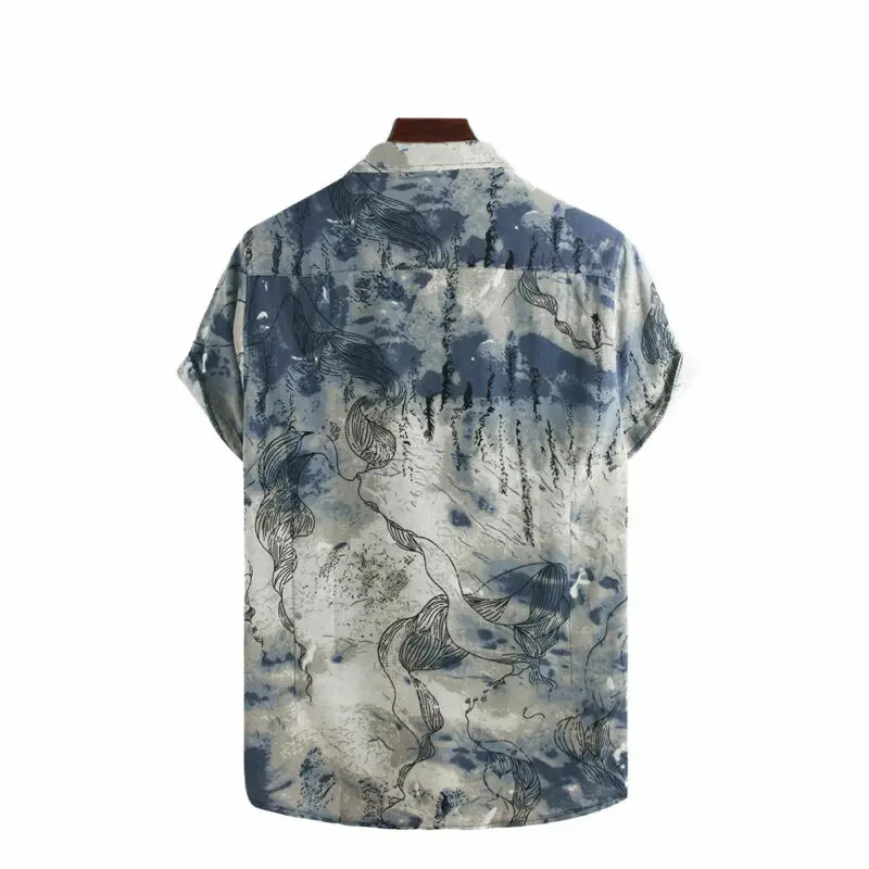 

Men Shirt Summer Male Tops 2021 Vintege Painting Button Tie Dye Shirts Printed Blouses Fashion Tops Men Clothing