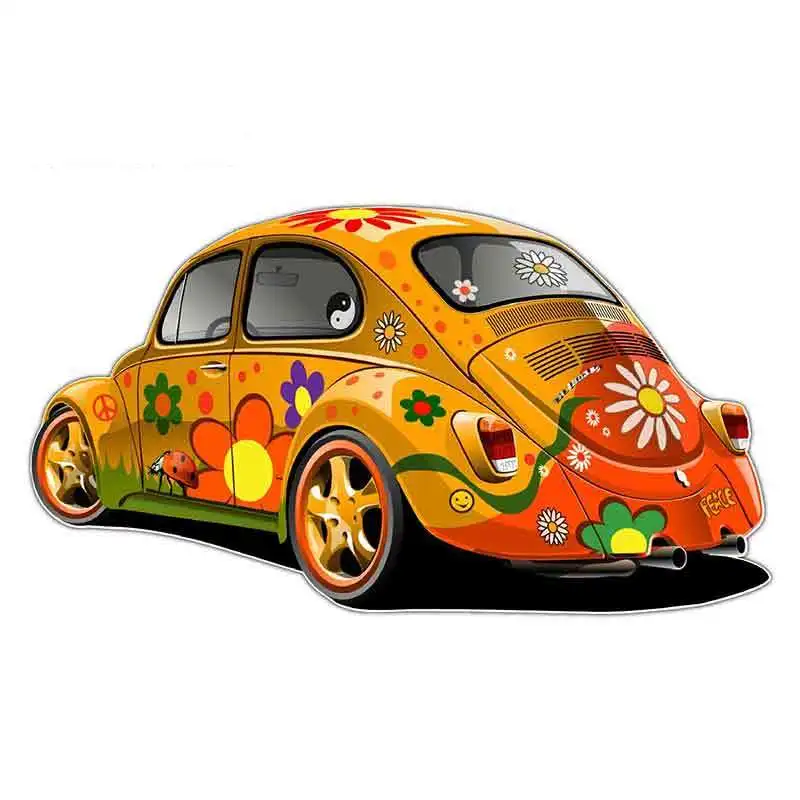 

13cm Funny Car Stickers Vinyl Fine Waterproof Colorful for Beetle Graphics Decals Occlusion Scratch for Vehicles JDM