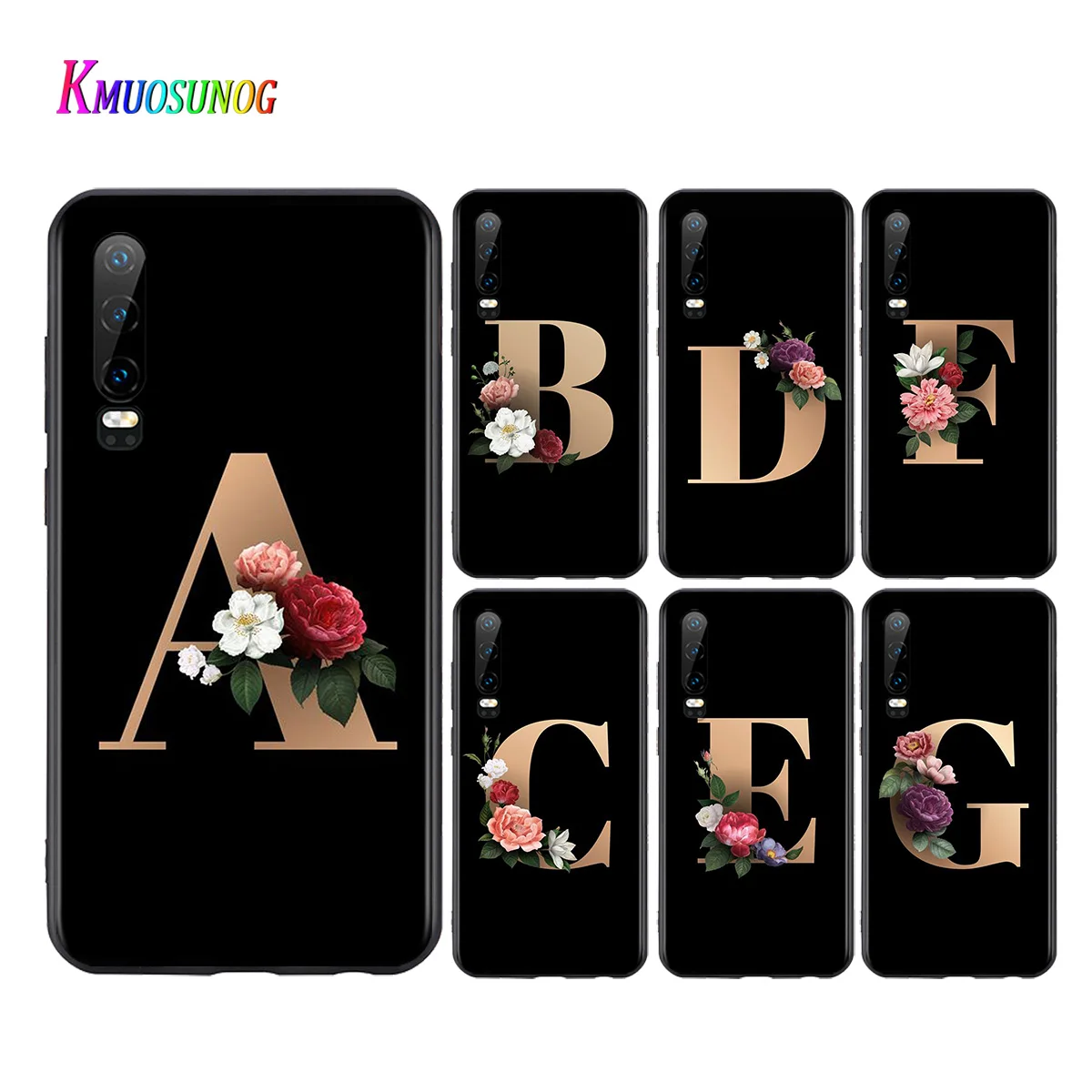 Чехол для телефона с цветочным алфавитом Huawei P40 P30 P20 P10 P9 P8 Lite 5G 4G E Pro Plus Mini 2019