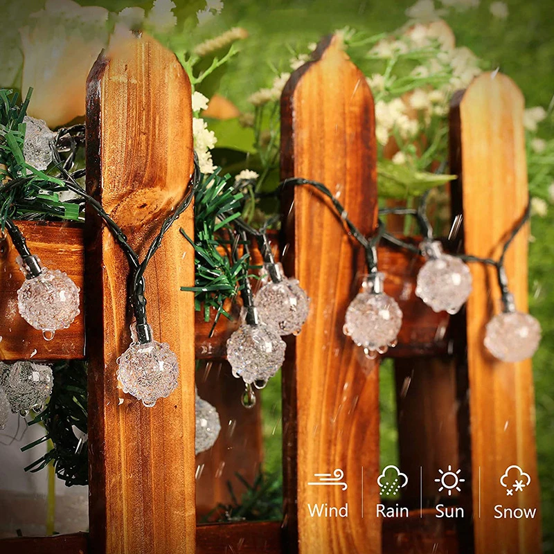 

Garden Solar String Lights Outdoor 30/20 Led Crystal Globe Lights Waterproof Solar Powered Patio Light for Party Christmas Decor