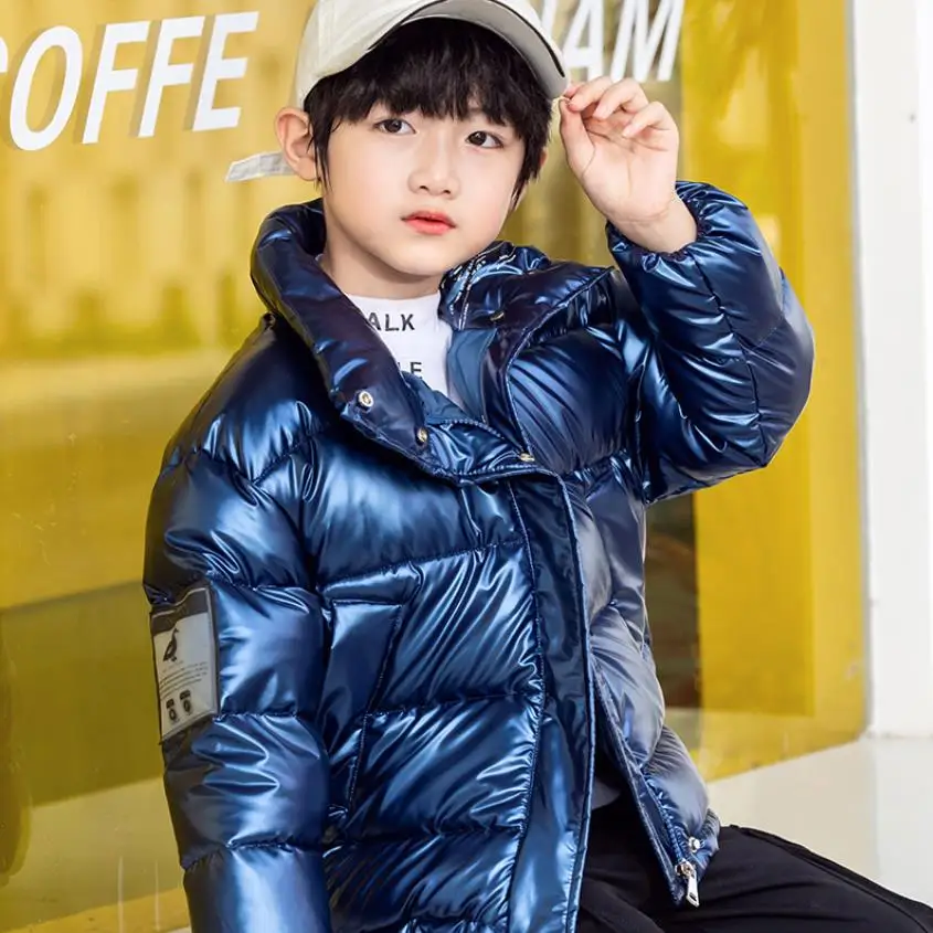 

Winter New Children Glossy Warm Down Coat Kids fashion Windproof Outerwear For Boys White Duck Down Jackets For Girls Y3364