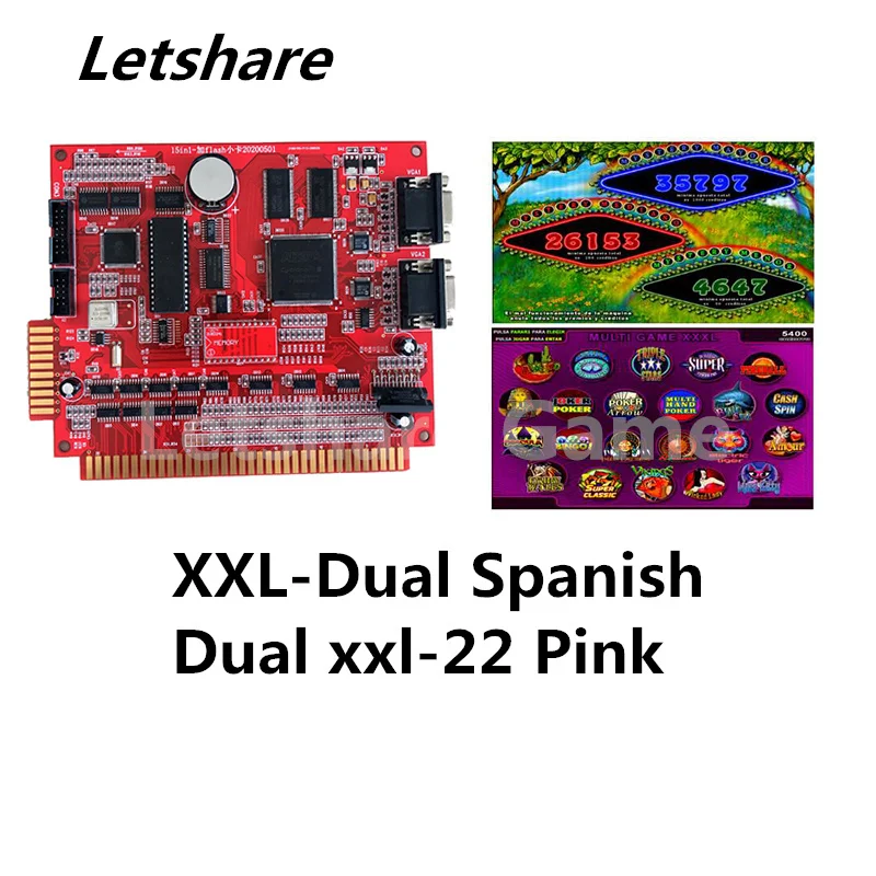 

Dual XXL-22 Pink Spanish Version Casino Video Slot Machine Multi Games Board