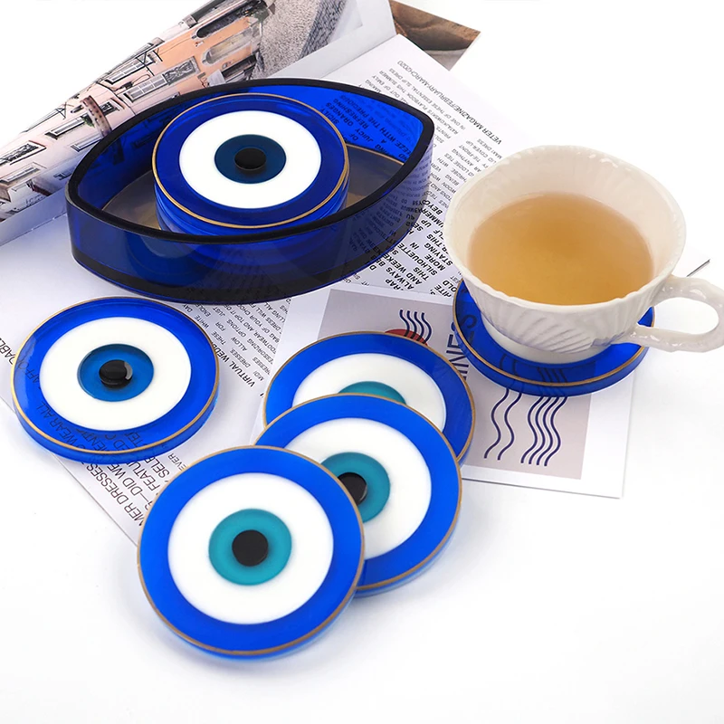 

DIY Blue Eye Coaster Silicone Mold Demon Coaster Box Set Mirror Silicone Mold Silicone Mirror Mold