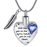 god has you in his arms cremation jewelry with angel wing heart urn necklace for ashes cremation jewelry urn charm