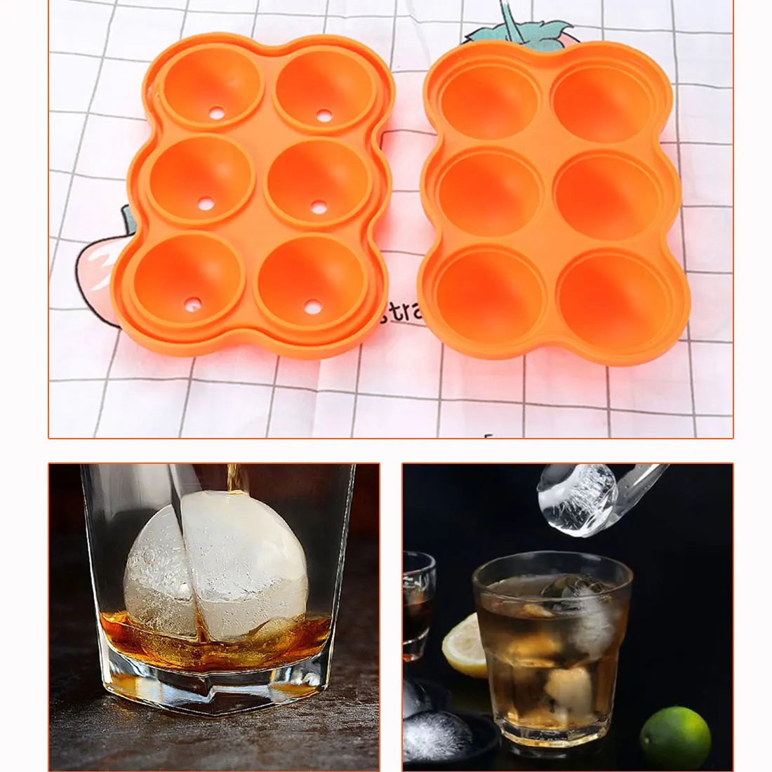 

Silicone Eco-Friendly Useful Homemade Ice Cube Tray Ball Maker Mold 5 Colors 6 Holes 4.5cm Diameter Food Grade Soft Cute Simple