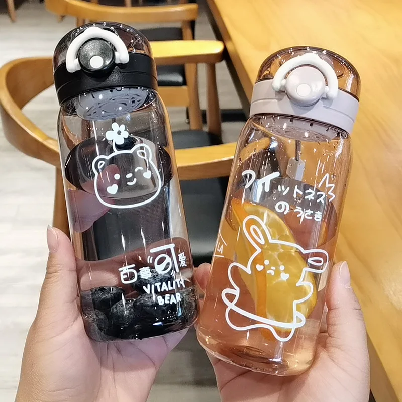 

450ml small capacity cute design sports drinking bottle travel fruit lemon juice water cup outdoor portable water bottle