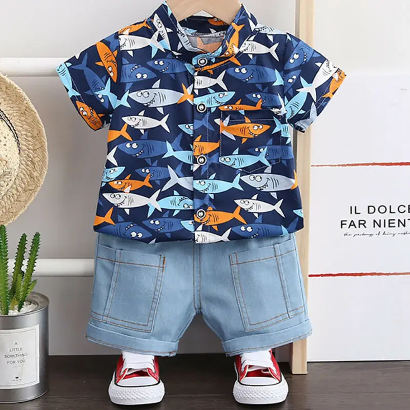 

Baby Kids Boys Girls Summer Outfits T-shirt Shorts Clothes Set Cartoons