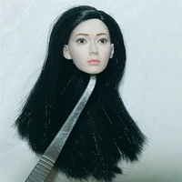 in stock 16 scale asian beauty female head sculpt carving with black hair model for 12 inches pale skin body