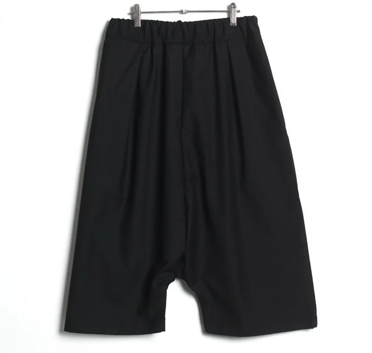 

Yamamoto style personalized stitching fake two pieces casual Capris men's loose fashion brand dark straight knickerbockers