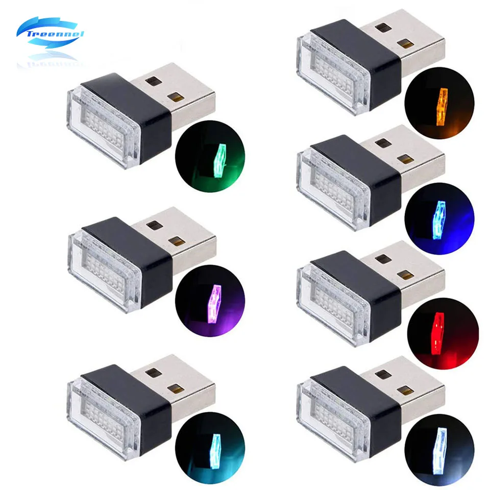 Treennel 7 шт. светодиодный светильник для автомобиля авто Интерьер USB атмосферный