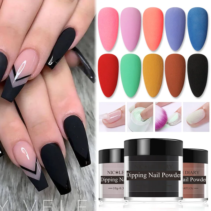 

NICOLE DIARY Acrylic Dipping Nail Powder Colorful Dip Nail Glitter No Lamp Cure Gradient French Chrome Dust Pigment Decor