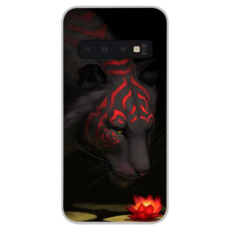 Матовые Силиконовые чехлы С Рисунком Тигра для Samsung Galaxy S8 S9 S10 Plus S10e S6 S7 Edge lite