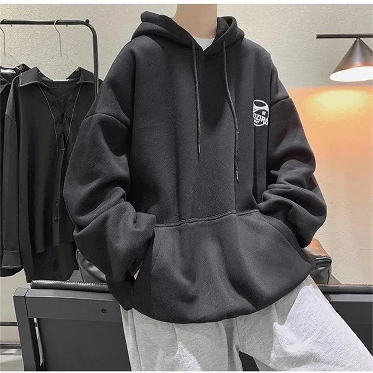 

Autumn and winter lazy wind with velvet and thick hoodie men Korean lovers loose hooded INS versatile coat top sweatshirt