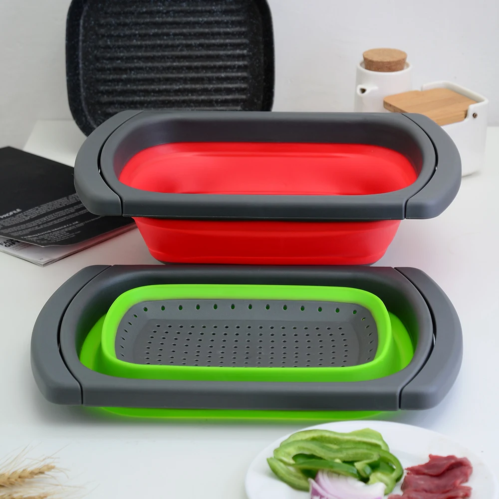 Силиконовый складной выдвижной дуршлаг с ручкой кухонное складное сито чаши