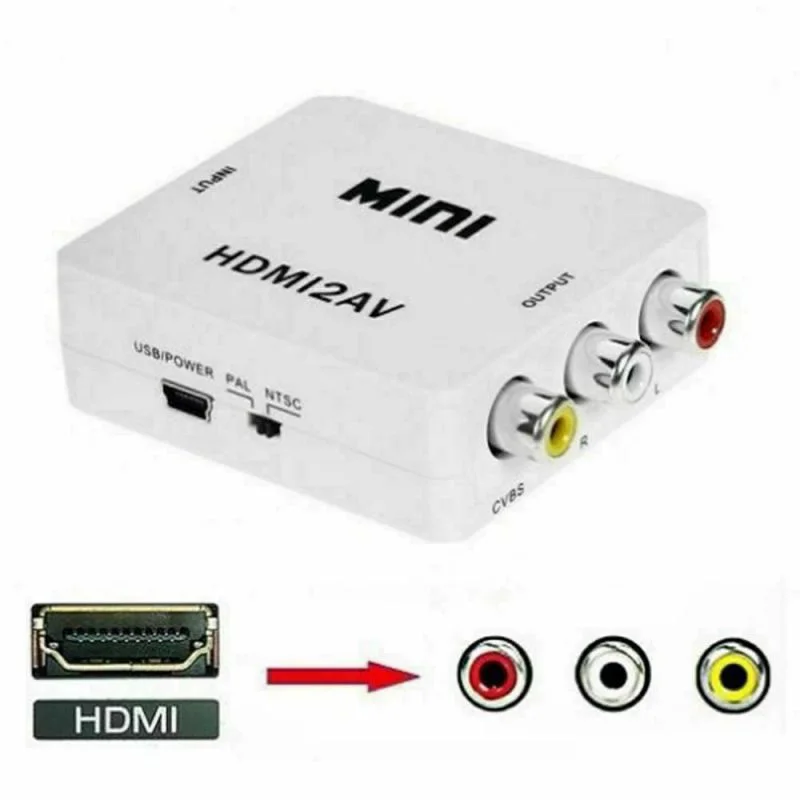 Мини Портативный Белый композитный 1080P HDMI к RCA аудио видео CVBS AV адаптер конвертер