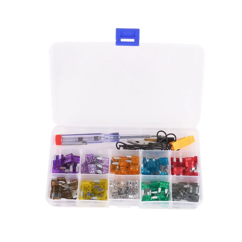 

100pcs Mini Car Fuse Kit Color Coded For 10 Amps Fuses With Electric Tester Mini Car Fuse Kit Ten Amps Fuse Car Fuses