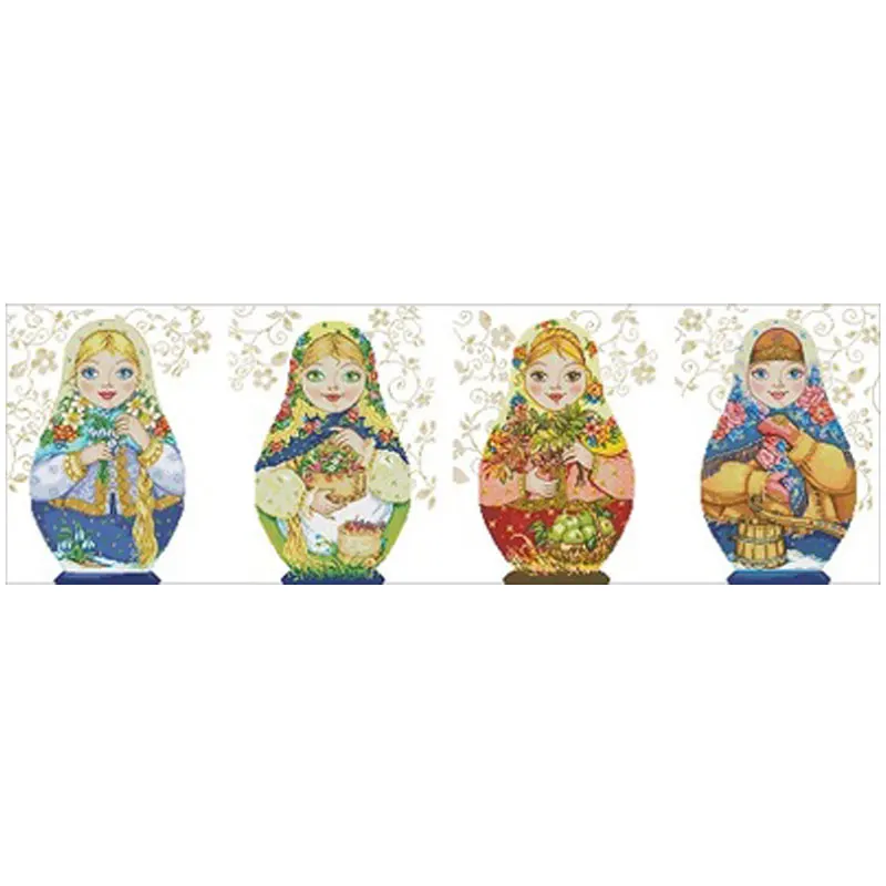 

Russian Four Season Doll patterns Counted Cross Stitch 11CT 14CT 18CT DIY Cross Stitch Kit Embroidery Needlework Sets home decor