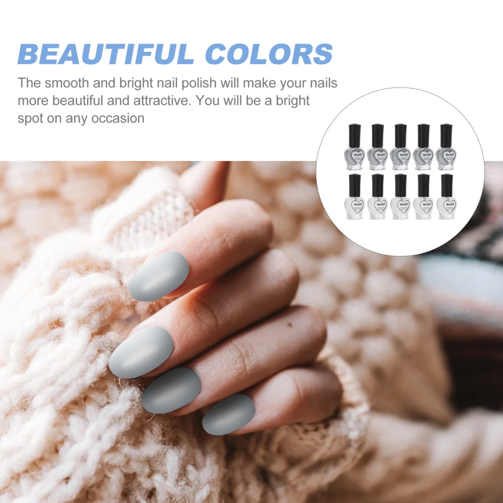 

10 Sets of Nail Polish Decorative Nail Polish with Metal Color Manicure Art Tool