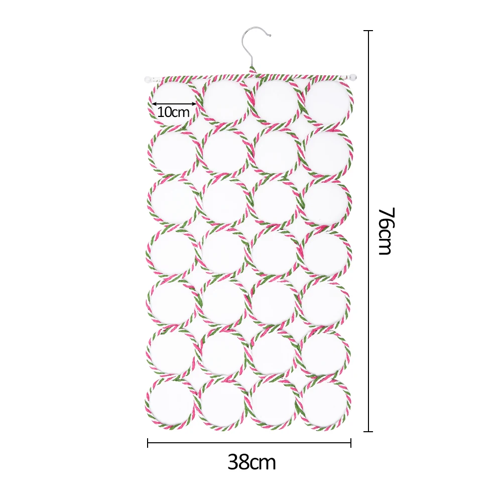 

28 Ring Rattan Weave Hanger Organiser Wardrobe Shawl Scarves Holder Tie Belt Hook Wall Hanging Display Rack Clothe Storage Racks