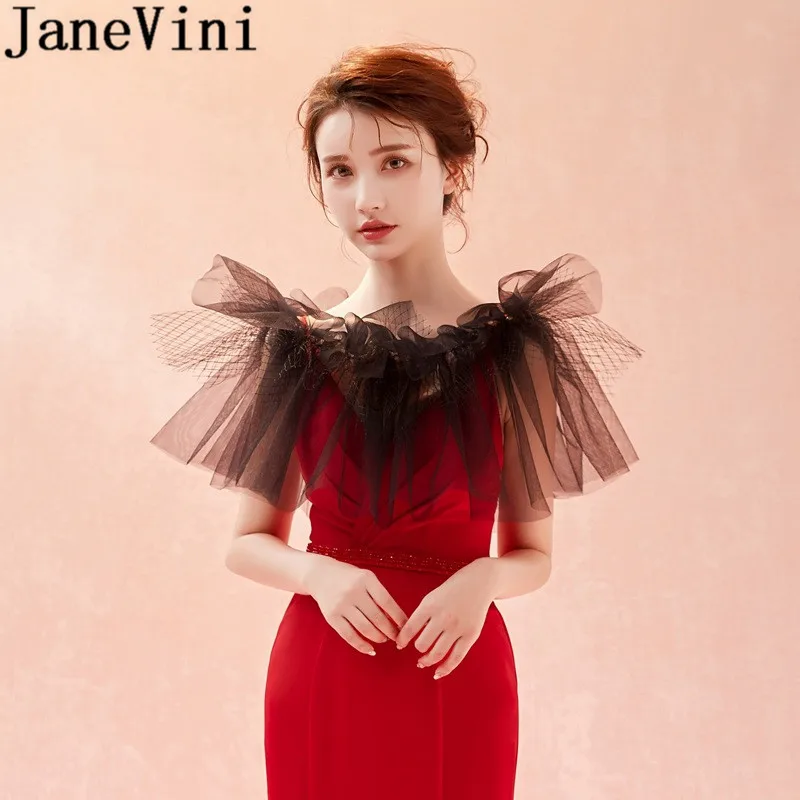 Черная сетчатая Тюлевая женская накидка jaevini 2019 сексуальные красные свадебные